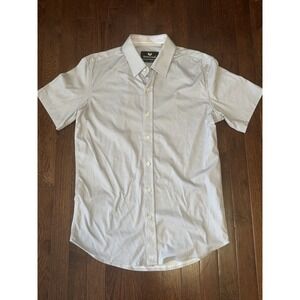 Men's M Buttercloth Geometric AOP Pattern Short Sleeve Camp Button Shirt Slim